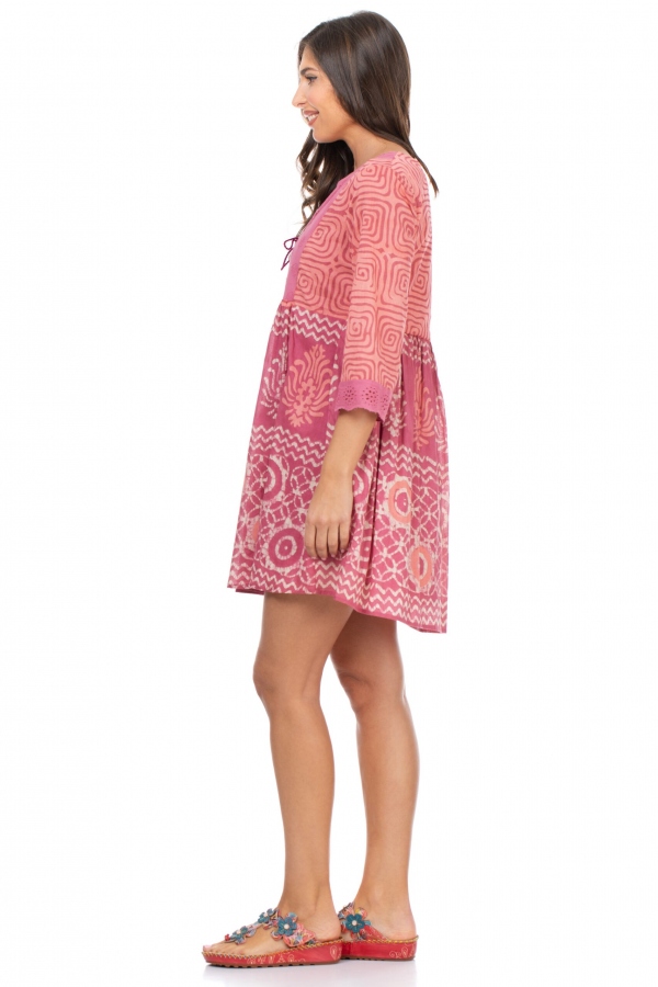 VESTIDO CORTO ESTAMPADO ROSA VESTIDO CORTO ESTAMPADO ROSA