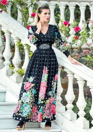 VESTIDO LARGO SATÉN NEGRO