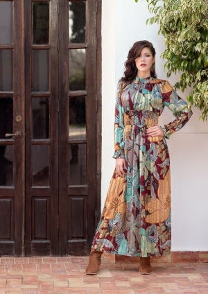 VESTIDO LARGO CHIFÓN ESTAMPADO