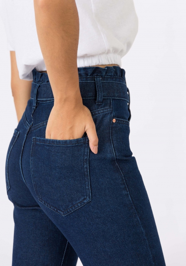 JEANS ARIEL PAPERBAG TIRO ALTO INDIGO JEANS ARIEL PAPERBAG TIRO ALTO INDIGO