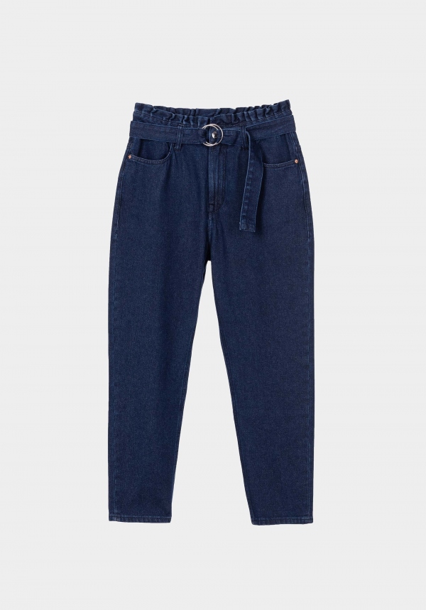 JEANS ARIEL PAPERBAG TIRO ALTO INDIGO JEANS ARIEL PAPERBAG TIRO ALTO INDIGO