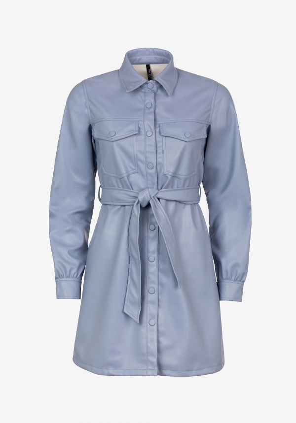 VESTIDO CAMISERO POLIPIEL AZUL