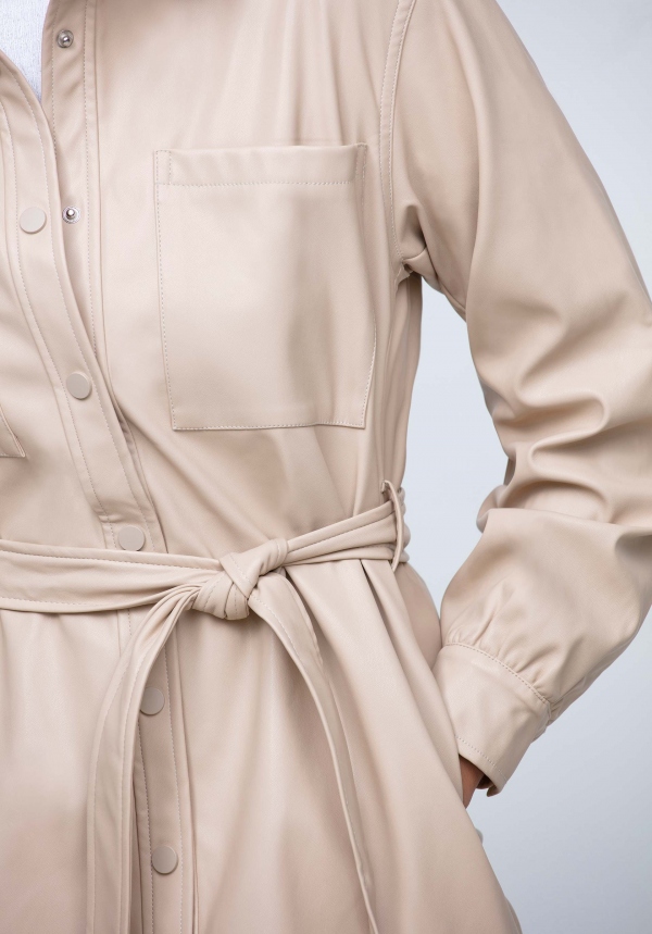 CHAQUETA SHACKET POLIPIEL BEIGE