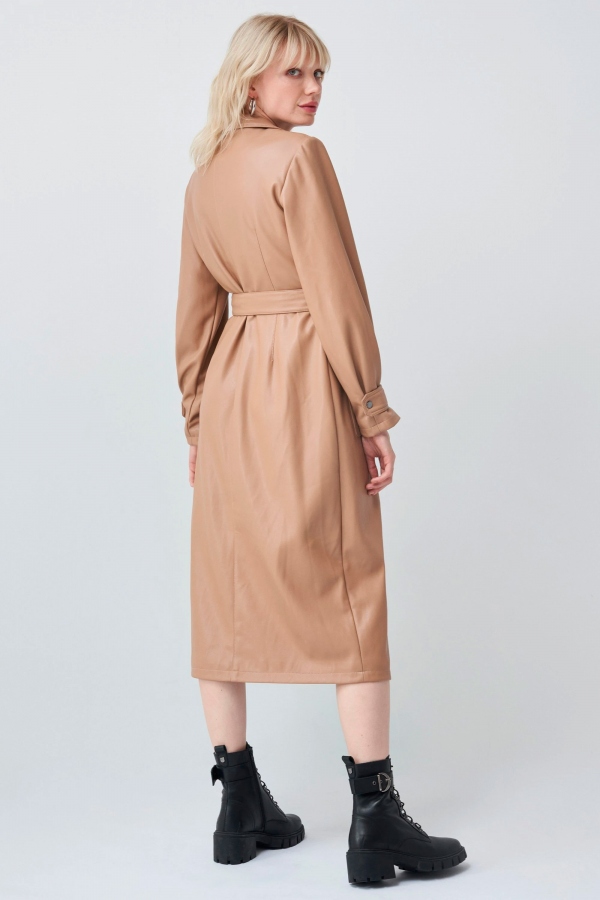 VESTIDO POLIPIEL CON CINTO