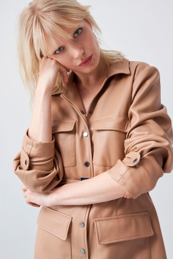 VESTIDO POLIPIEL CON CINTO 2