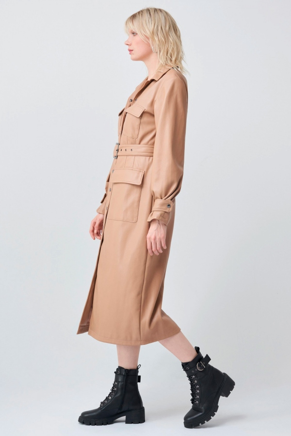 VESTIDO POLIPIEL CON CINTO