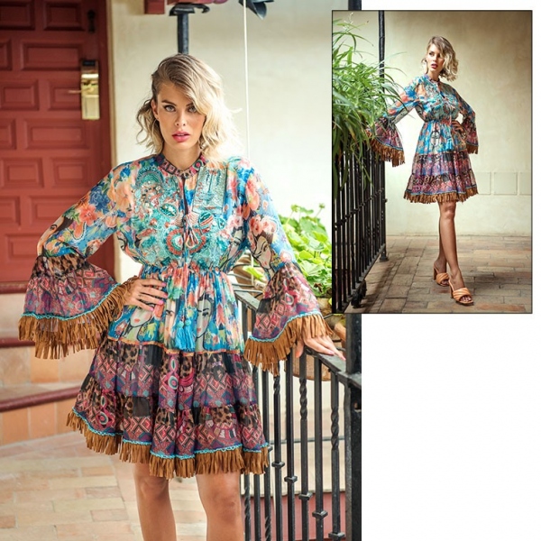 VESTIDO PEDRERIA Y FLECOS ÉTNICO VESTIDO PEDRERIA Y FLECOS ÉTNICO