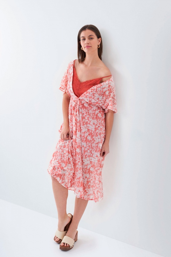 VESTIDO MIDI COMBINACIÓN FLORAL