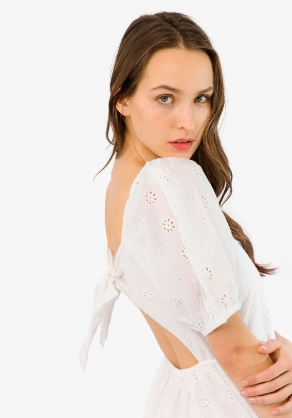 VESTIDO LARGO BORDADO INGLÉS BLANCO