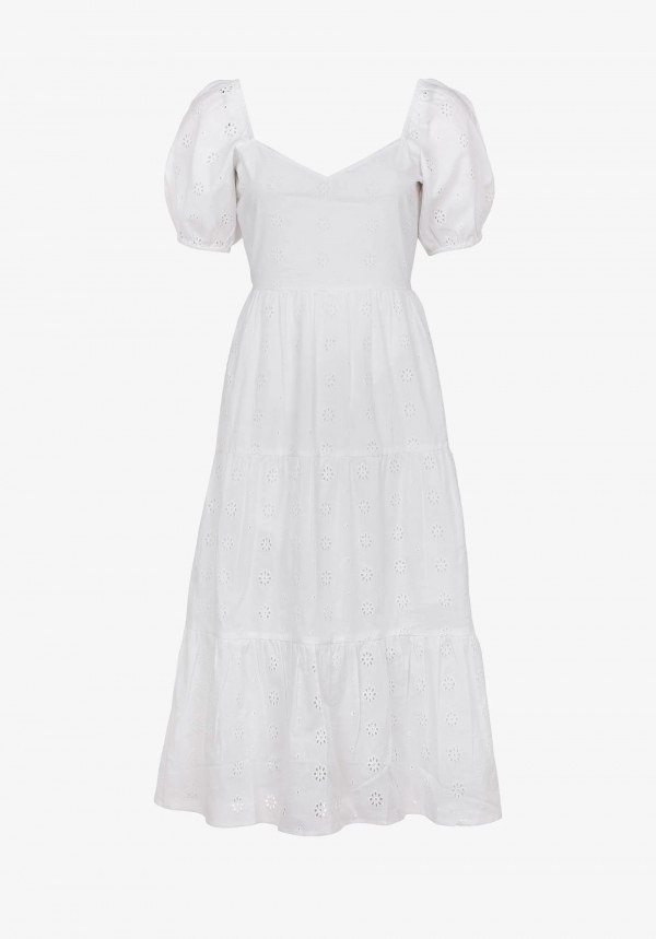 VESTIDO LARGO BORDADO INGLÉS BLANCO