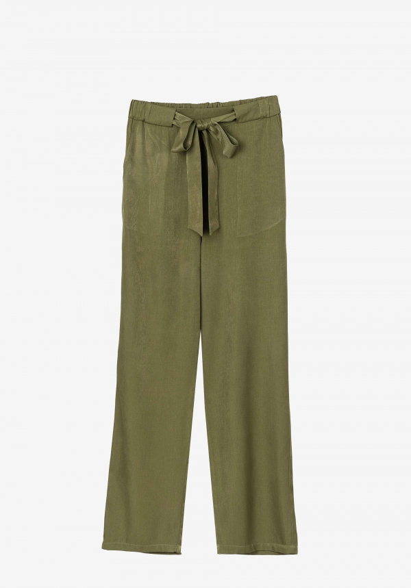PANTALÓN FLUIDO VERDE OLIVA PANTALÓN FLUIDO VERDE OLIVA
