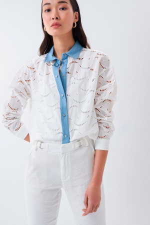 CAMISA BORDADA APLIQUES DENIM