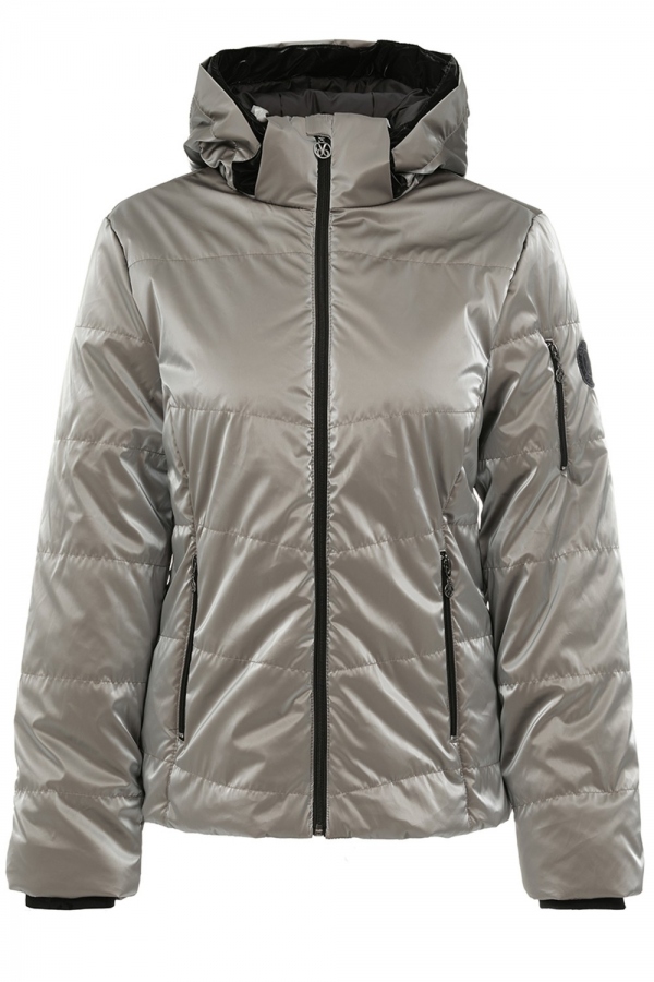 PARKA ACOLCHADA CON CAPUCHA TAUPE BRILLO