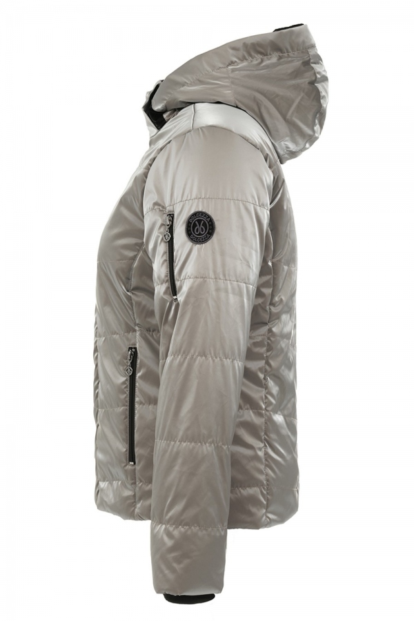 PARKA ACOLCHADA CON CAPUCHA TAUPE BRILLO