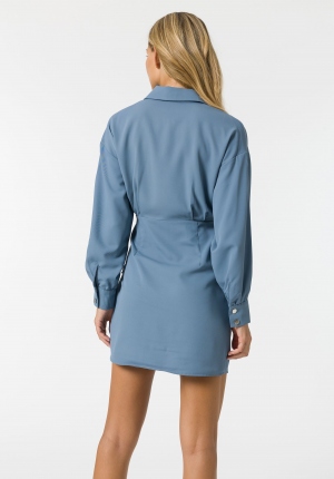 VESTIDO CRUZADO AZUL GRISÁCEO 2