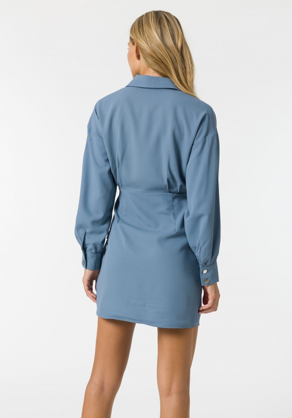 VESTIDO CRUZADO AZUL GRISÁCEO VESTIDO CRUZADO AZUL GRISÁCEO