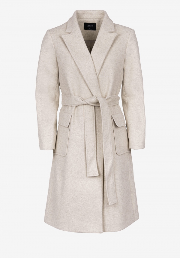 ABRIGO LARGO DE PAÑO BEIGE