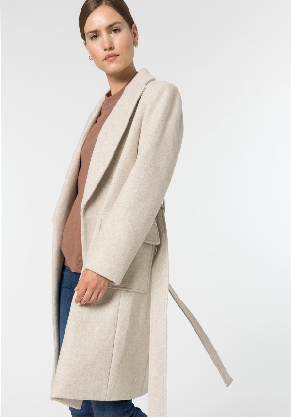 ABRIGO LARGO DE PAÑO BEIGE