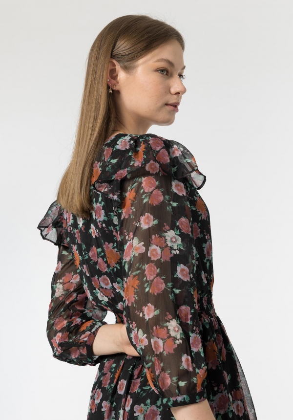 VESTIDO FLORAL NEGRO VOLANTES 2