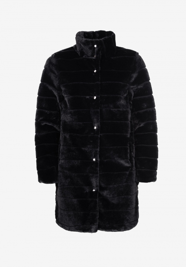 ABRIGO DE PELO NEGRO ABRIGO DE PELO NEGRO