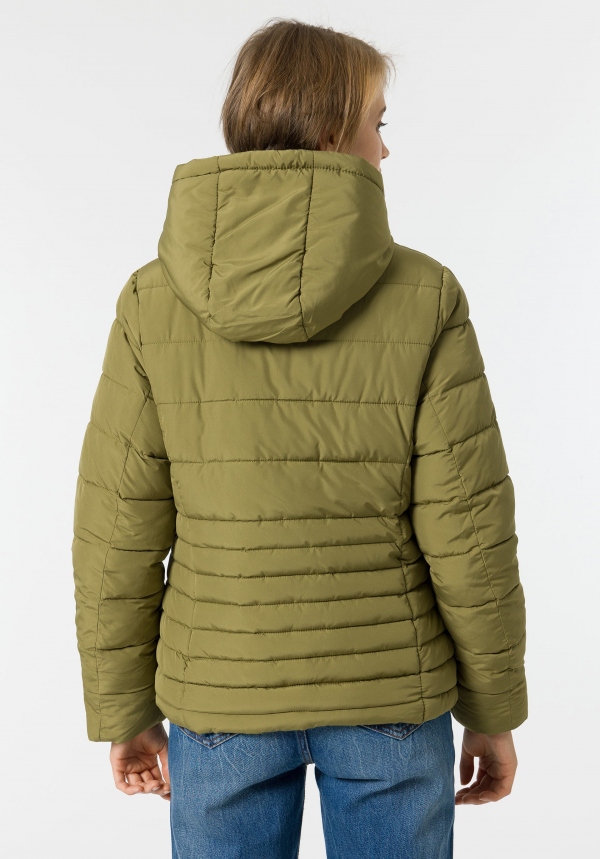 CHAQUETA VERDE ACOLCHADA CON CAPUCHA CHAQUETA VERDE ACOLCHADA CON CAPUCHA