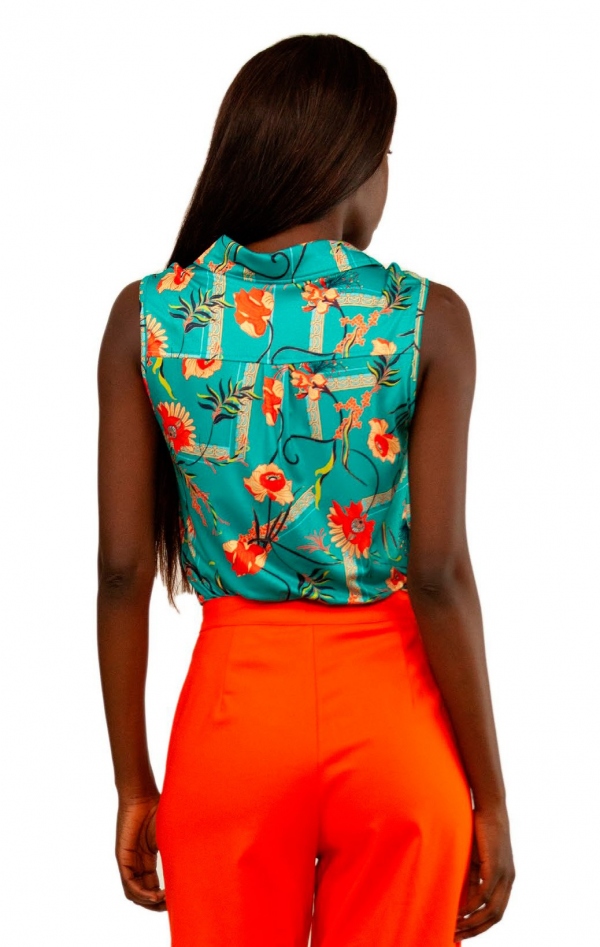 CAMISA SIN MANGAS TURQUESA FLORAL MALALÁ CAMISA SIN MANGAS TURQUESA FLORAL MALALÁ